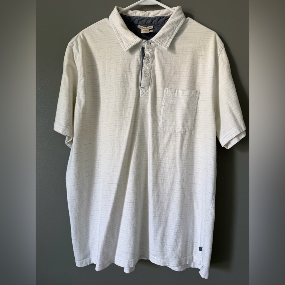 Carbon 2 Cobalt Men's Broken Striped Pocket Polo Shirt White Blue Extra Large XL